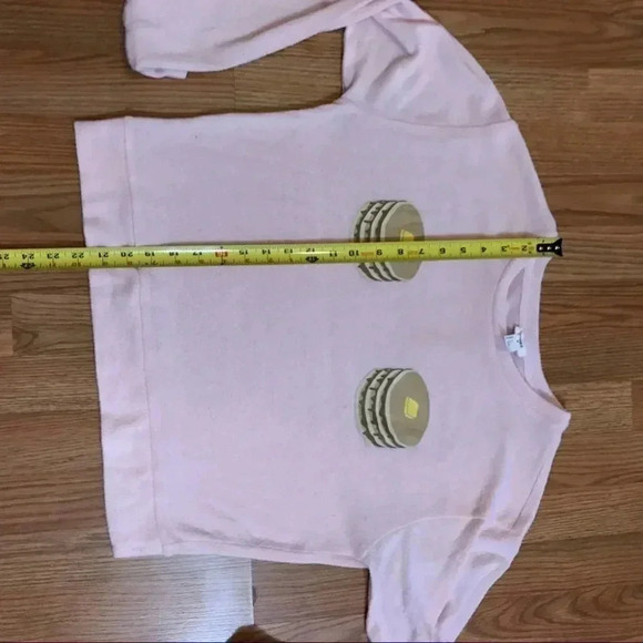 Forever 21 Womens Size Large Long Sleeve Cropped Sweater Pink Pancakes - Picture 7 of 7